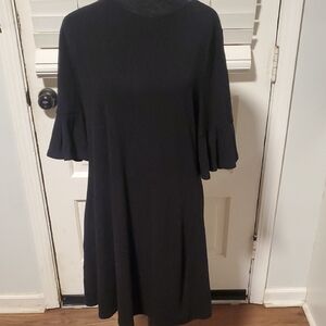 Aryeh Black Dress with Ruffle Sleeve Detail